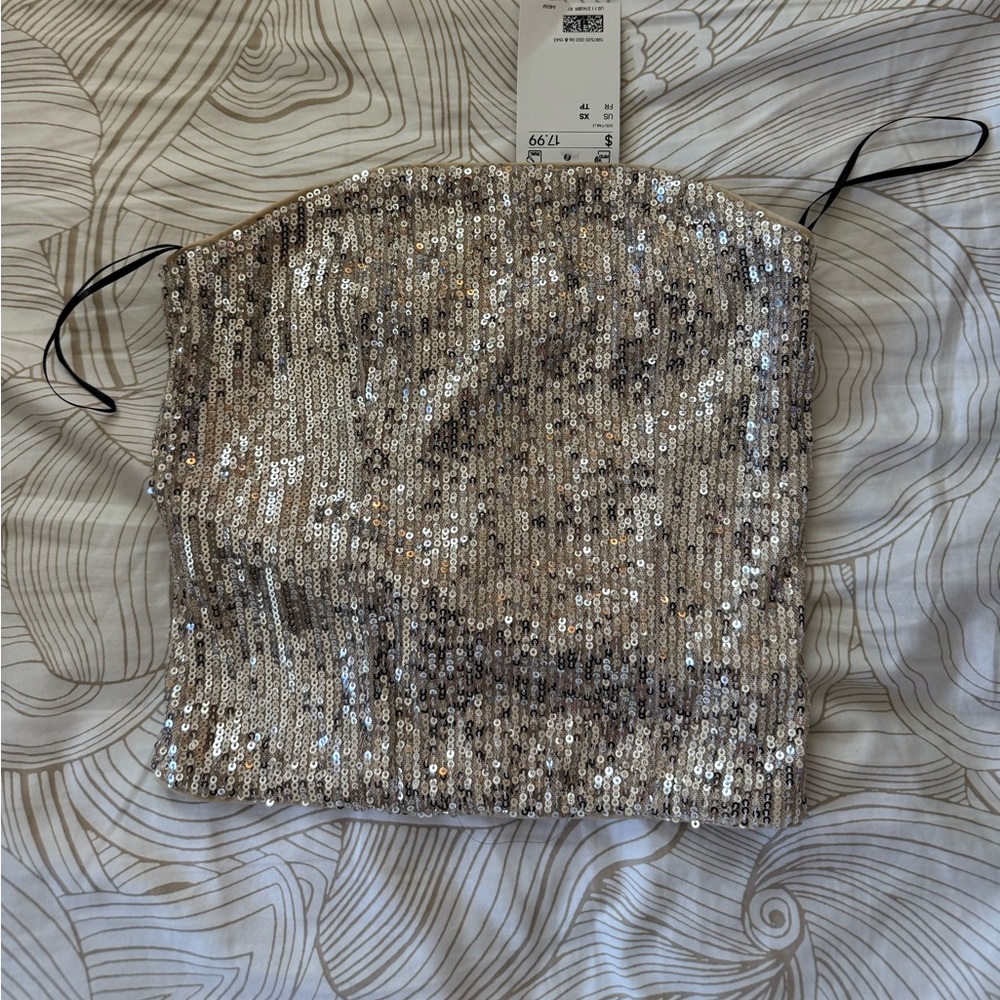 H&M Beige Strapless Top